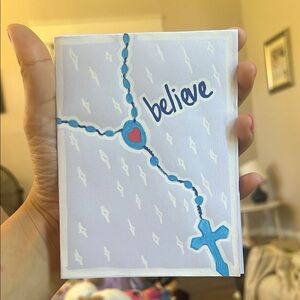 Handcrafted Believe Card with Blue and White Design